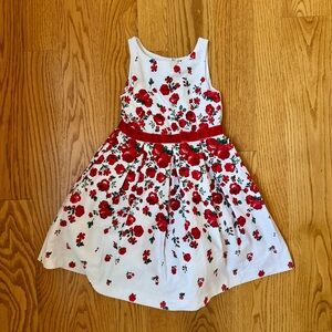 GUC sz 5 Falling Roses Janie and Jack Floral Red and White Dress